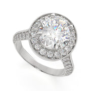 Beatrice Oval Cut Halo Pave Knife Edge Milgrain Engagement Ring Setting - Nivetta